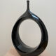 Sculptural black ring vase in ceramic