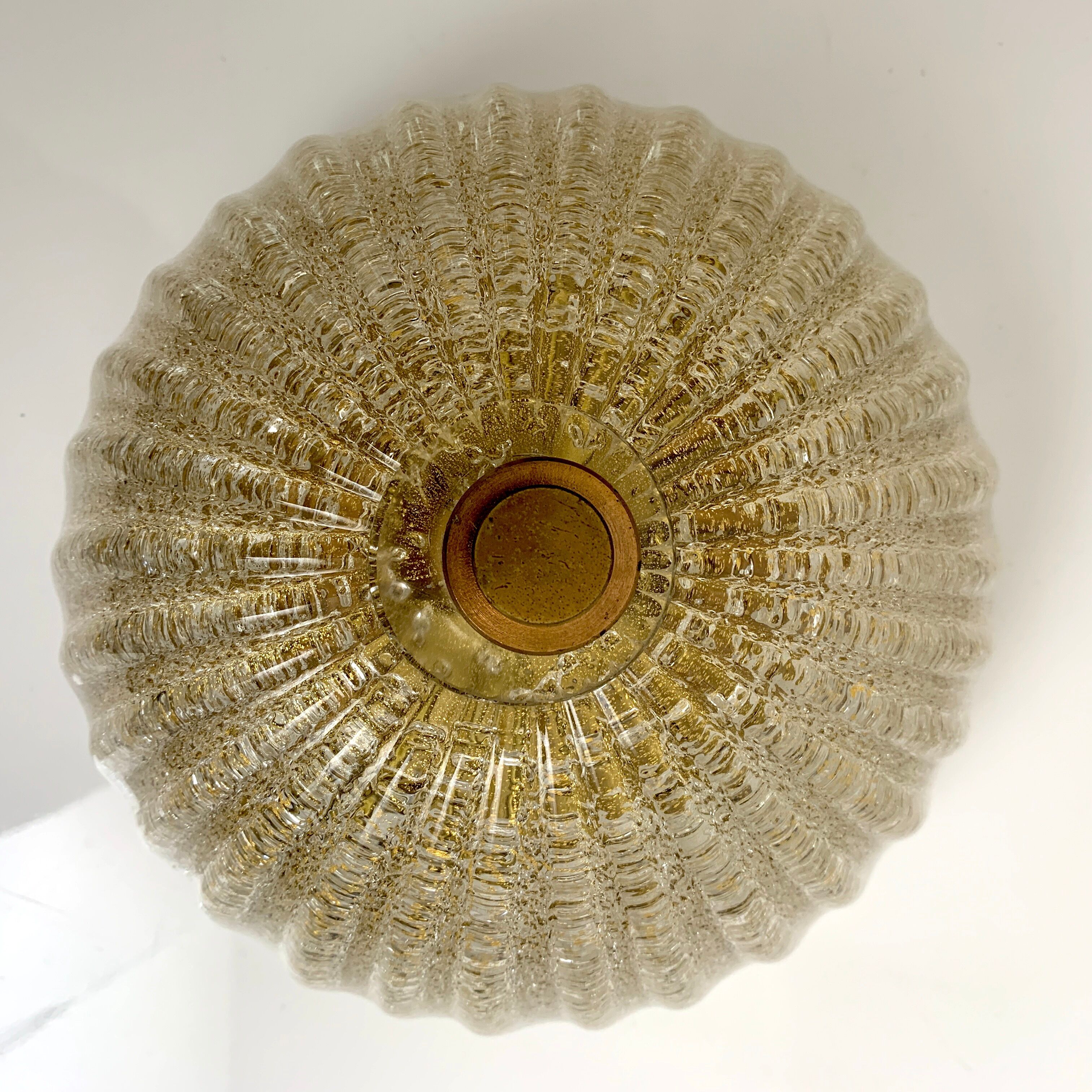 Old ceiling lamp murano glass with inclusion gold gilded barovier toso