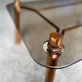 Table basse vintage cuivree 1950
