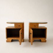 Tables de nuit en érable à œil de perdrix Art Déco, France, années 1930