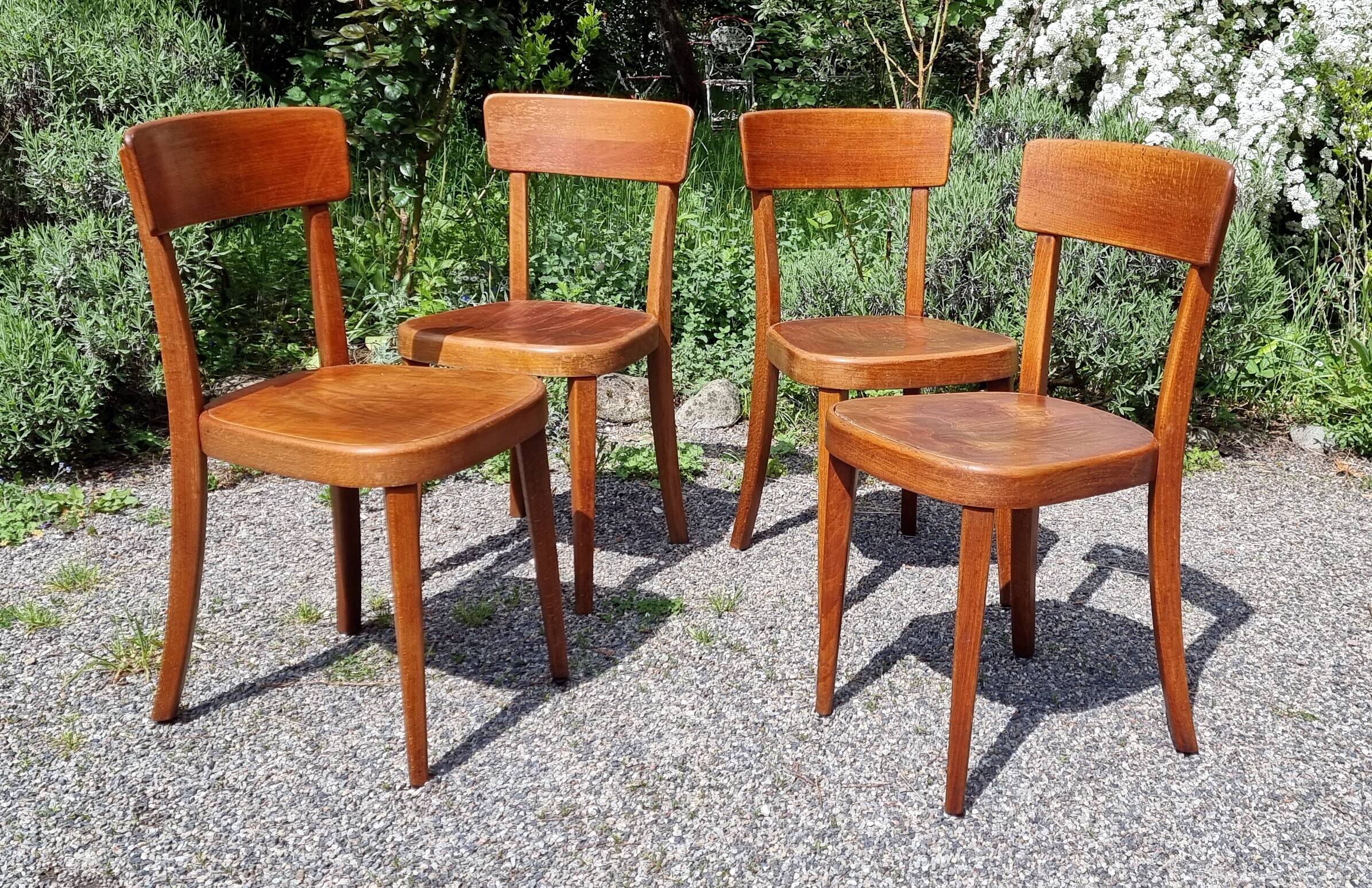 4 bistro chairs Tschan-Baumann Switzerland 1950s