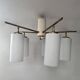 Vintage Italian ceiling light, brass and opaline, 1950