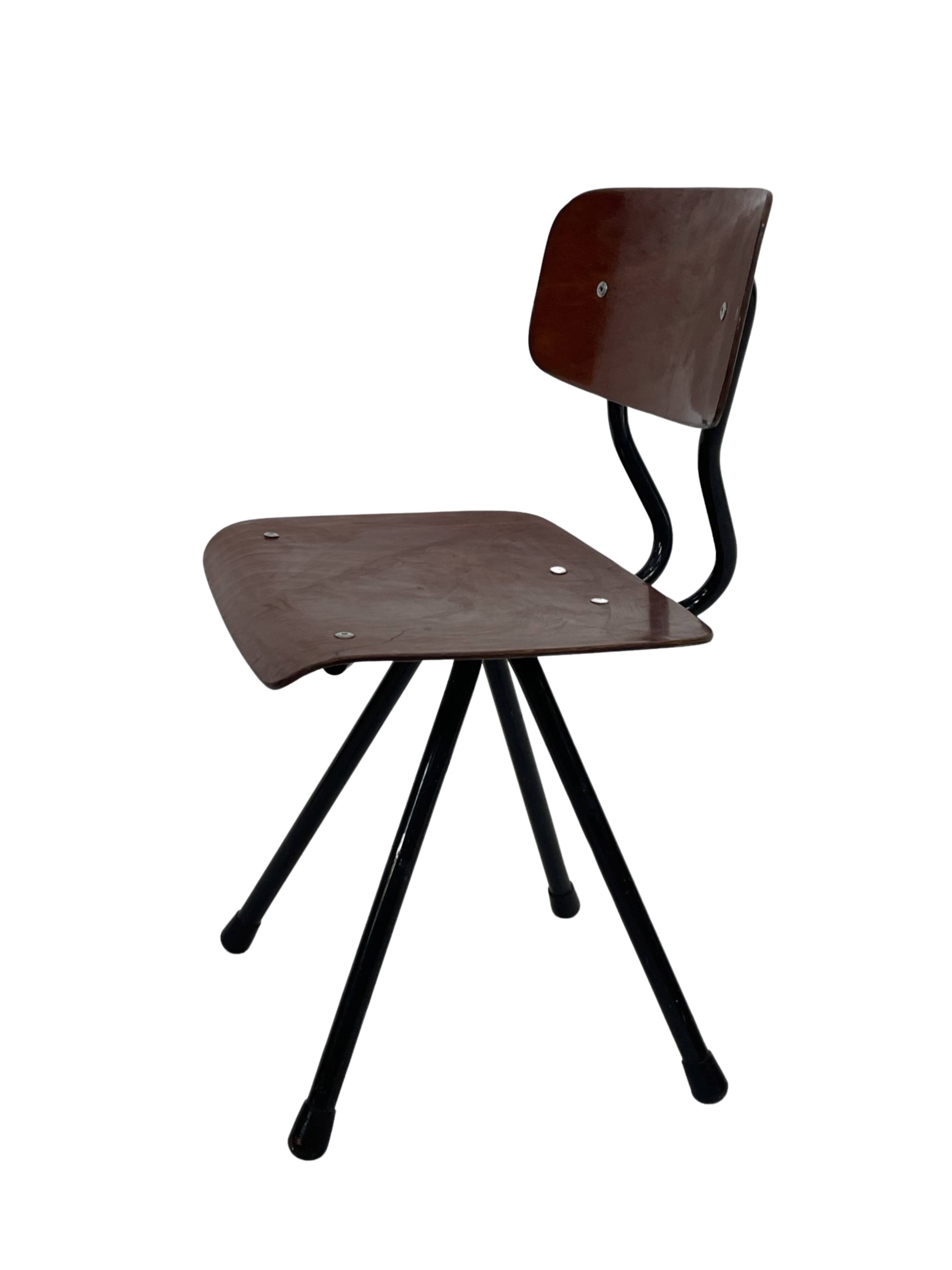 Vintage industrial children's chair, school chair, Dutch design