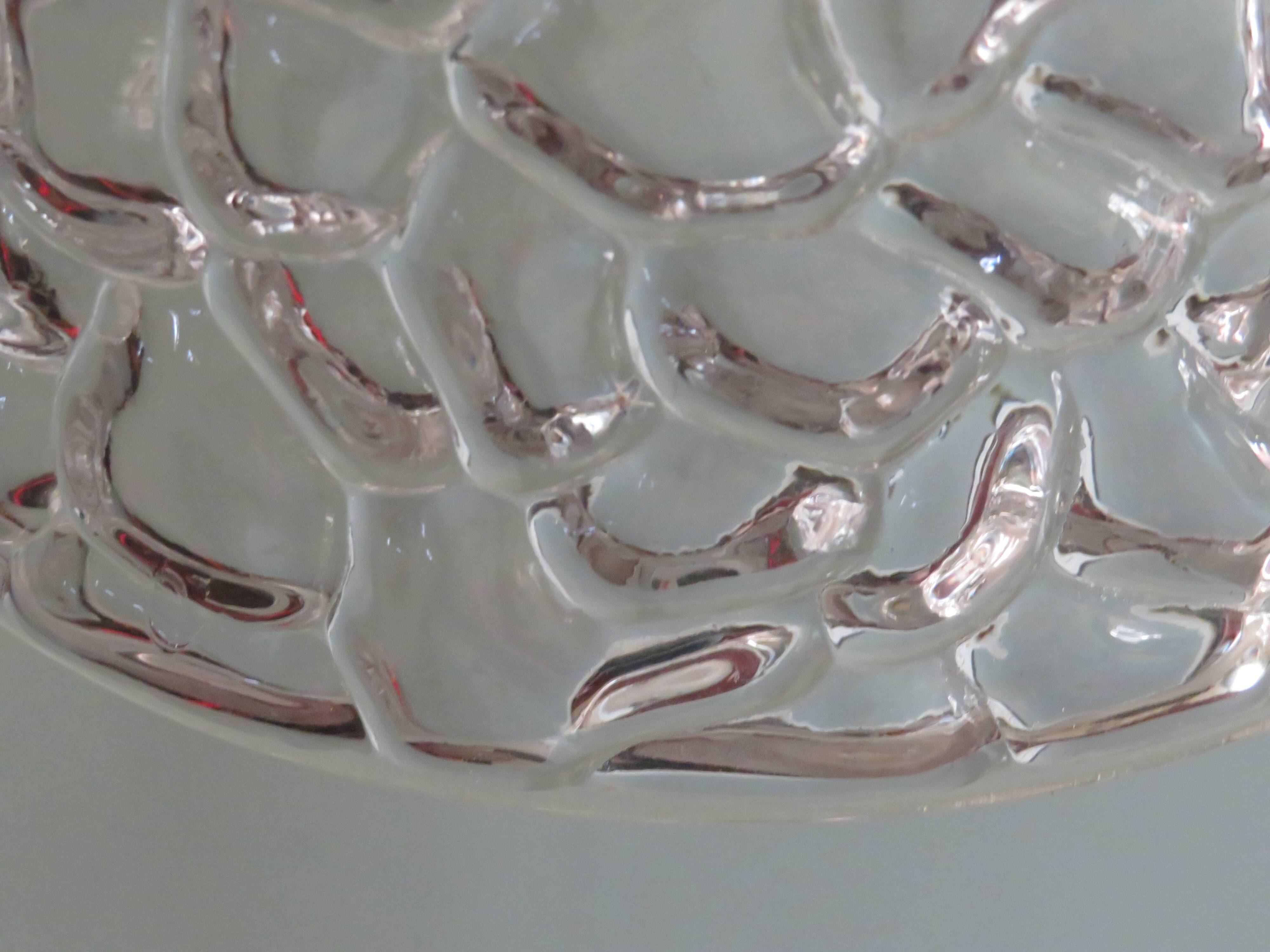 Vintage pendant lamp, glass and chrome, Belgium 1960