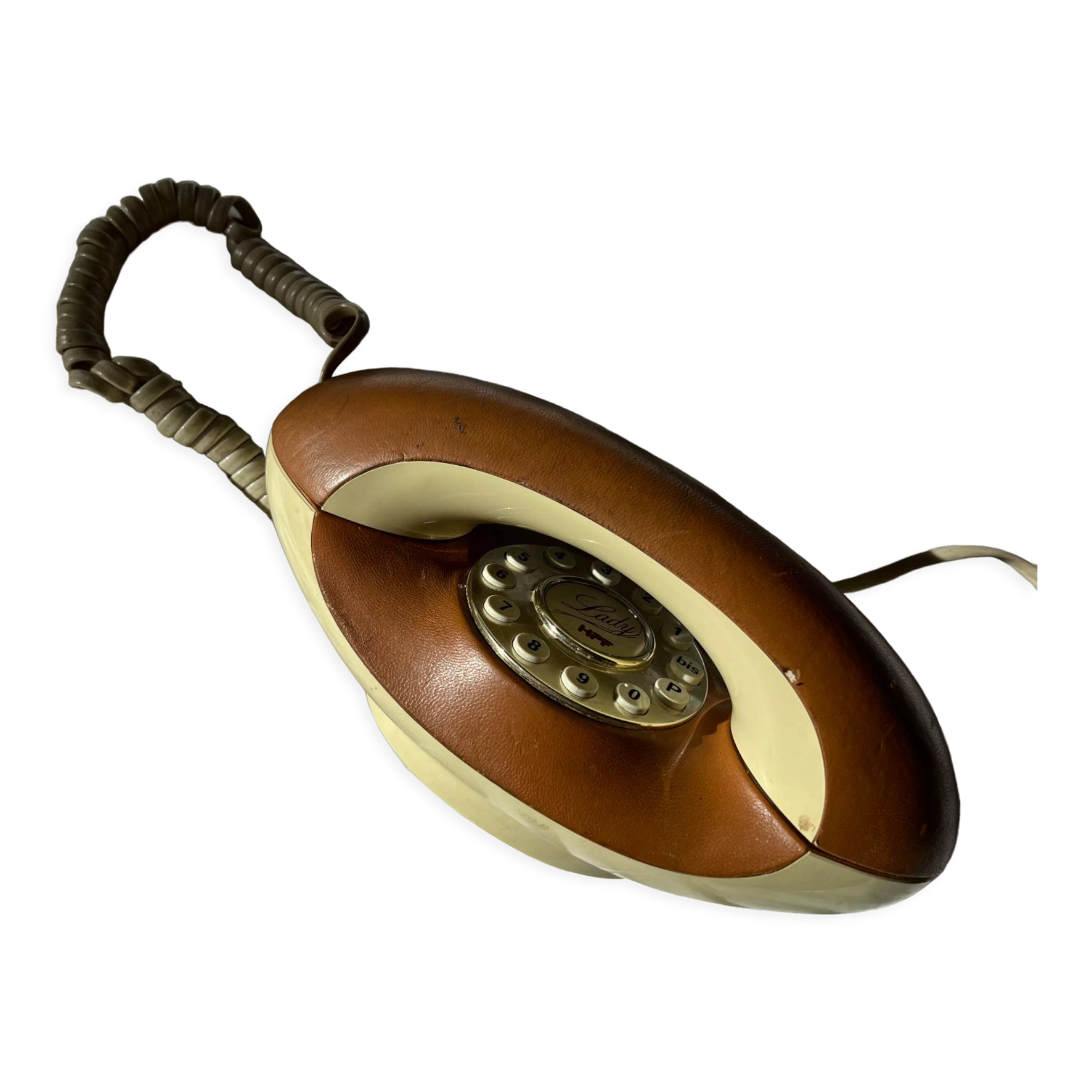 Lady phone in tawny leather