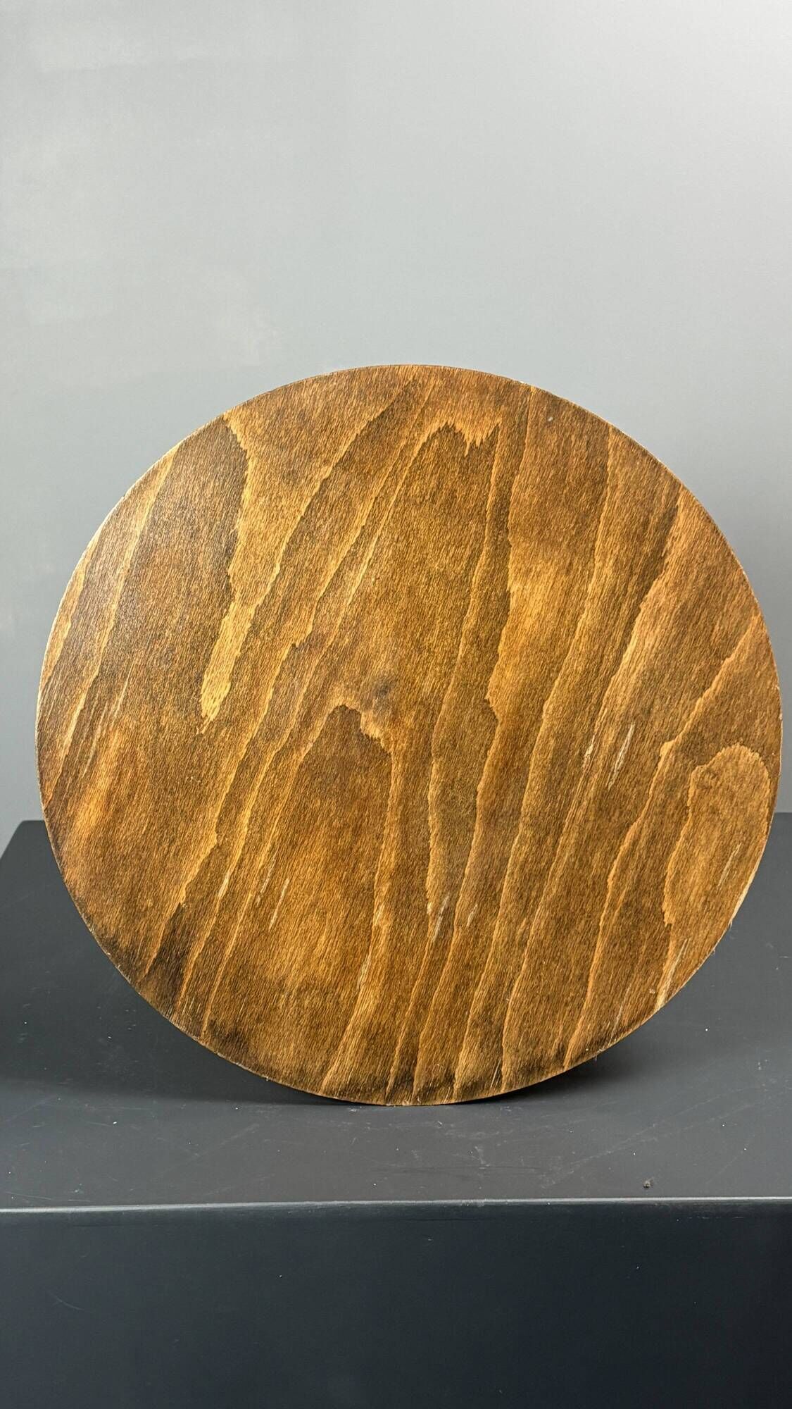 Low wood turned midcentury brutalist side table, Charles Dudouyt style