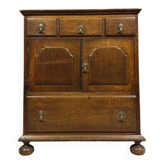 Smoker's cabinet or pipe cabinet in blond oak circa 1880-1900