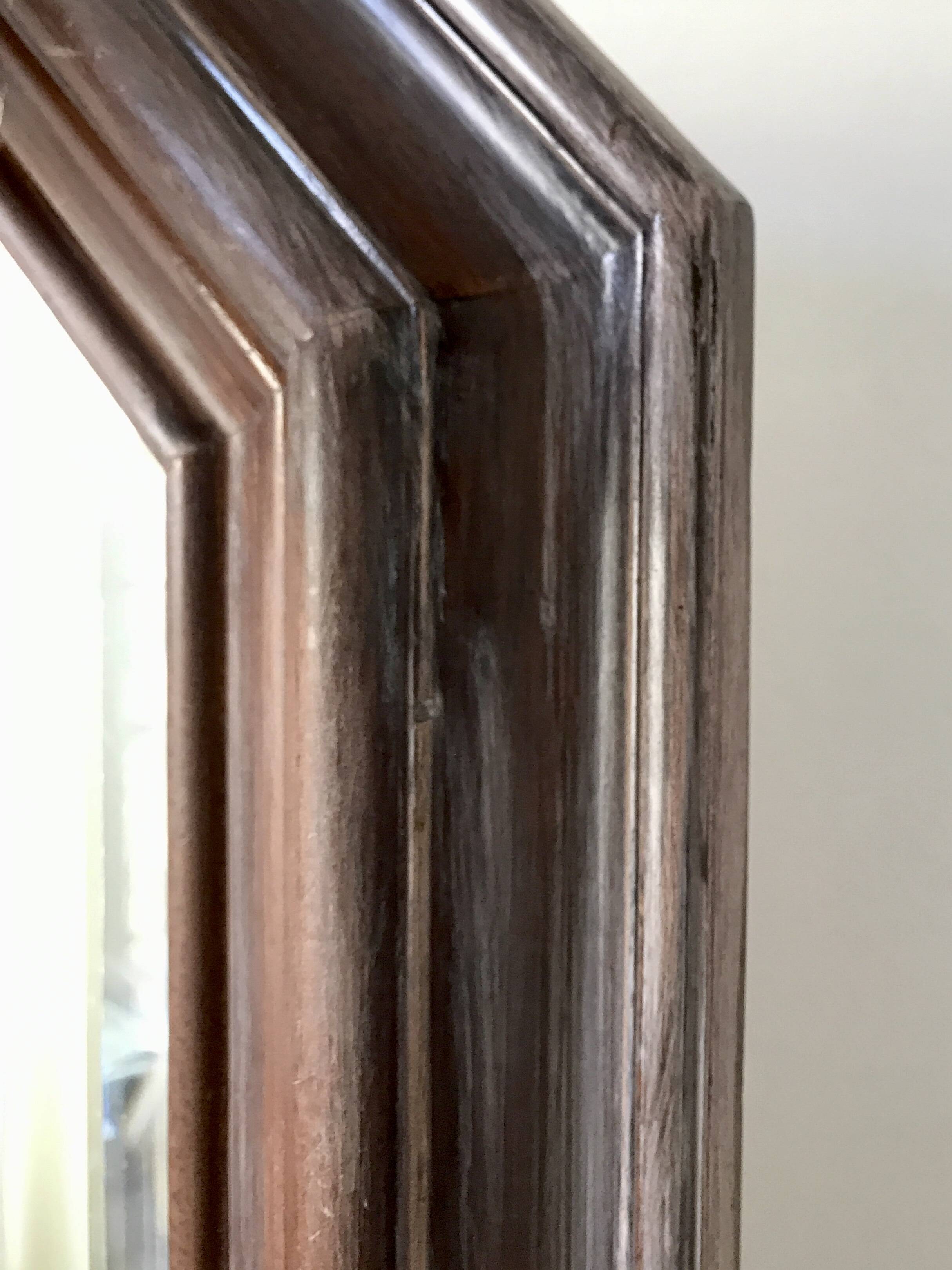 Beveled mirror with molded wooden frame - 87x67 cm