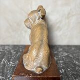 Terracotta dog signed R. Pollin