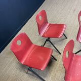 Set of 4 Galvanitas S30 raspberry red / gray steel chairs from the 70s