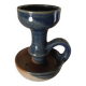 Bougeoir « Rat de Cave » en Grès Émaillé Bleu – Vintage Artisanal