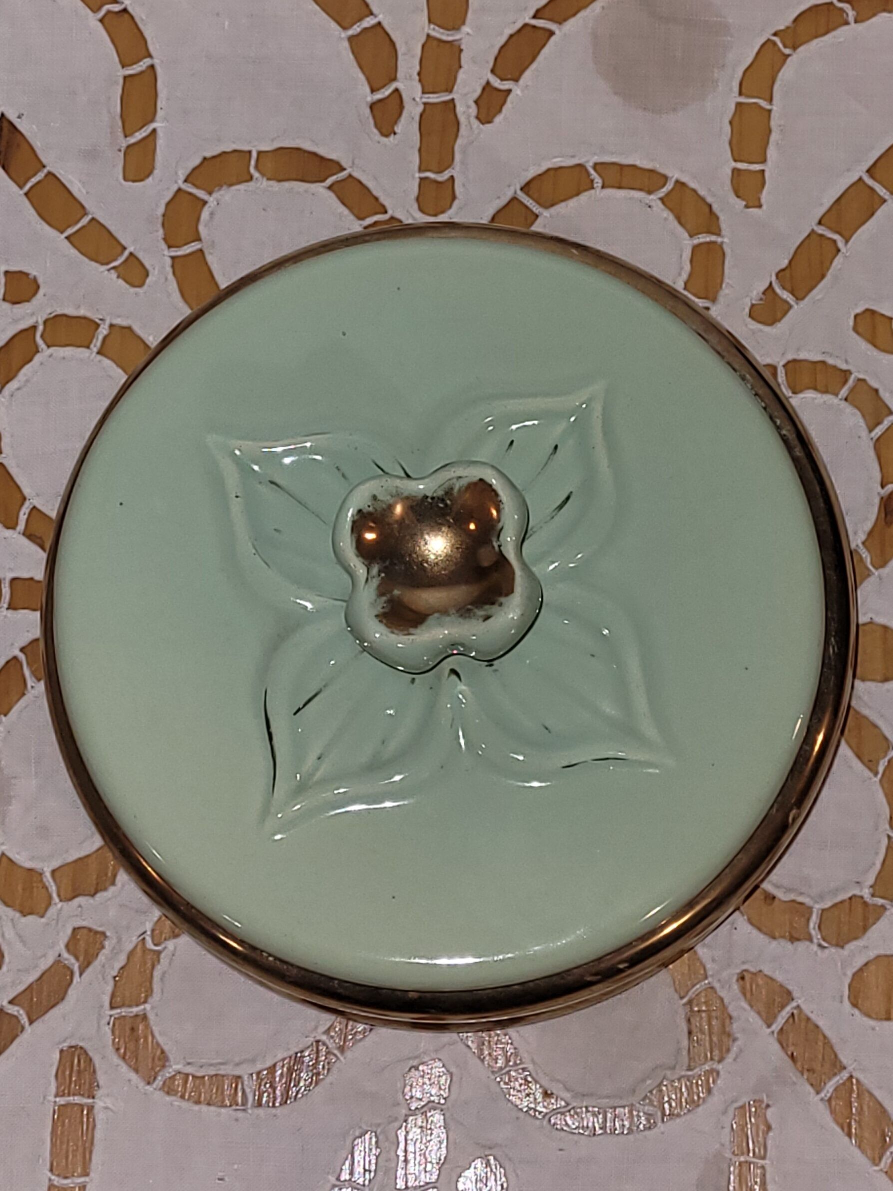 Green ceramic box vintage