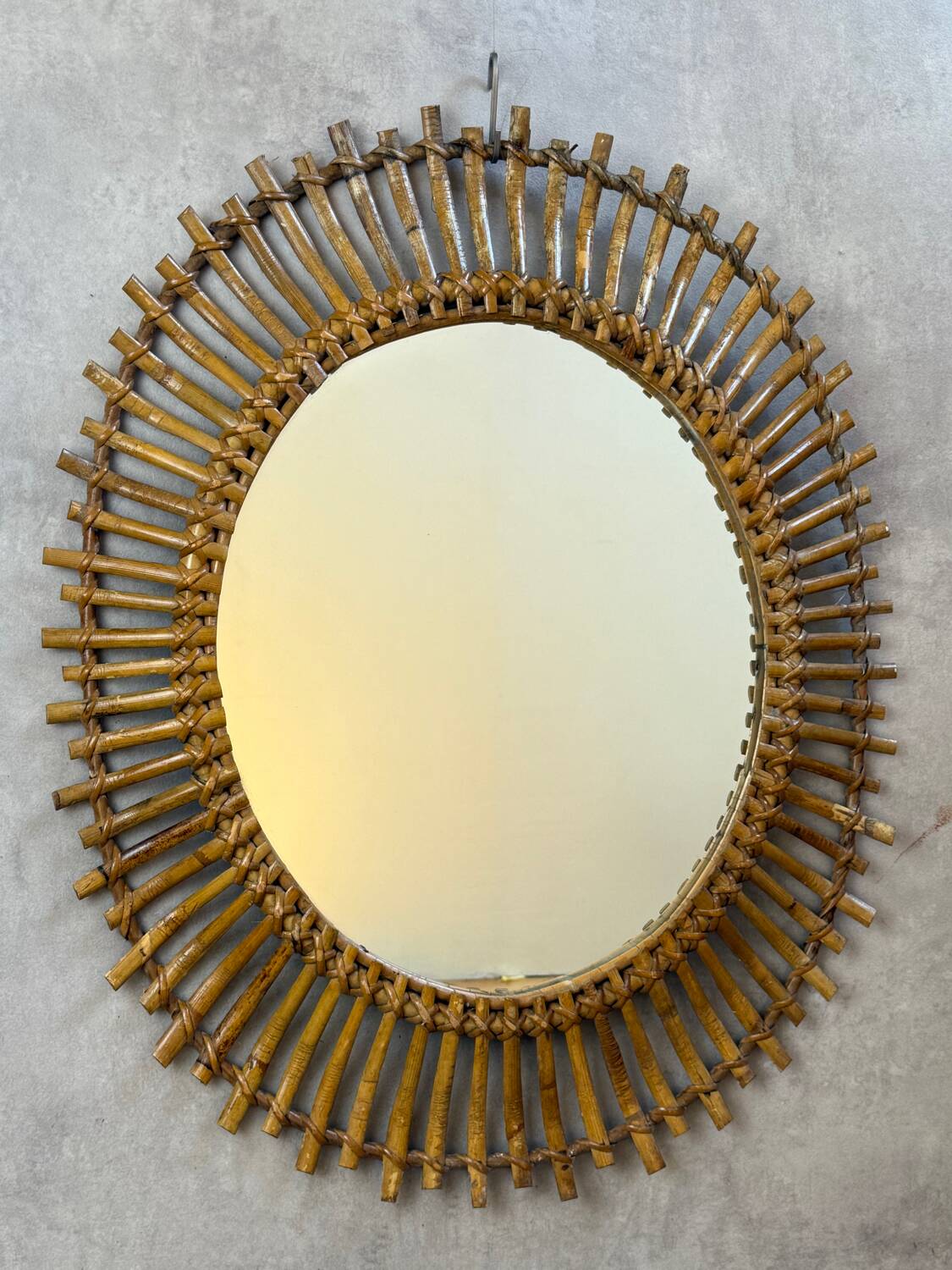 Vintage rattan mirror from the 1950s France