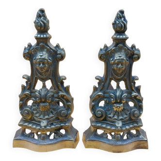 Paire de chenets en bronze