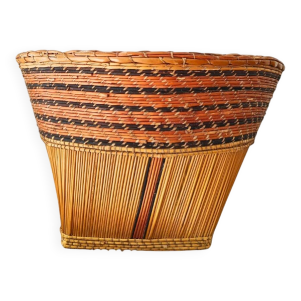Panier vintage Mossi en paille tressée - Artisanat