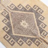 Cream Brown Oriental Turkish Runner Rug, 80x373Cm