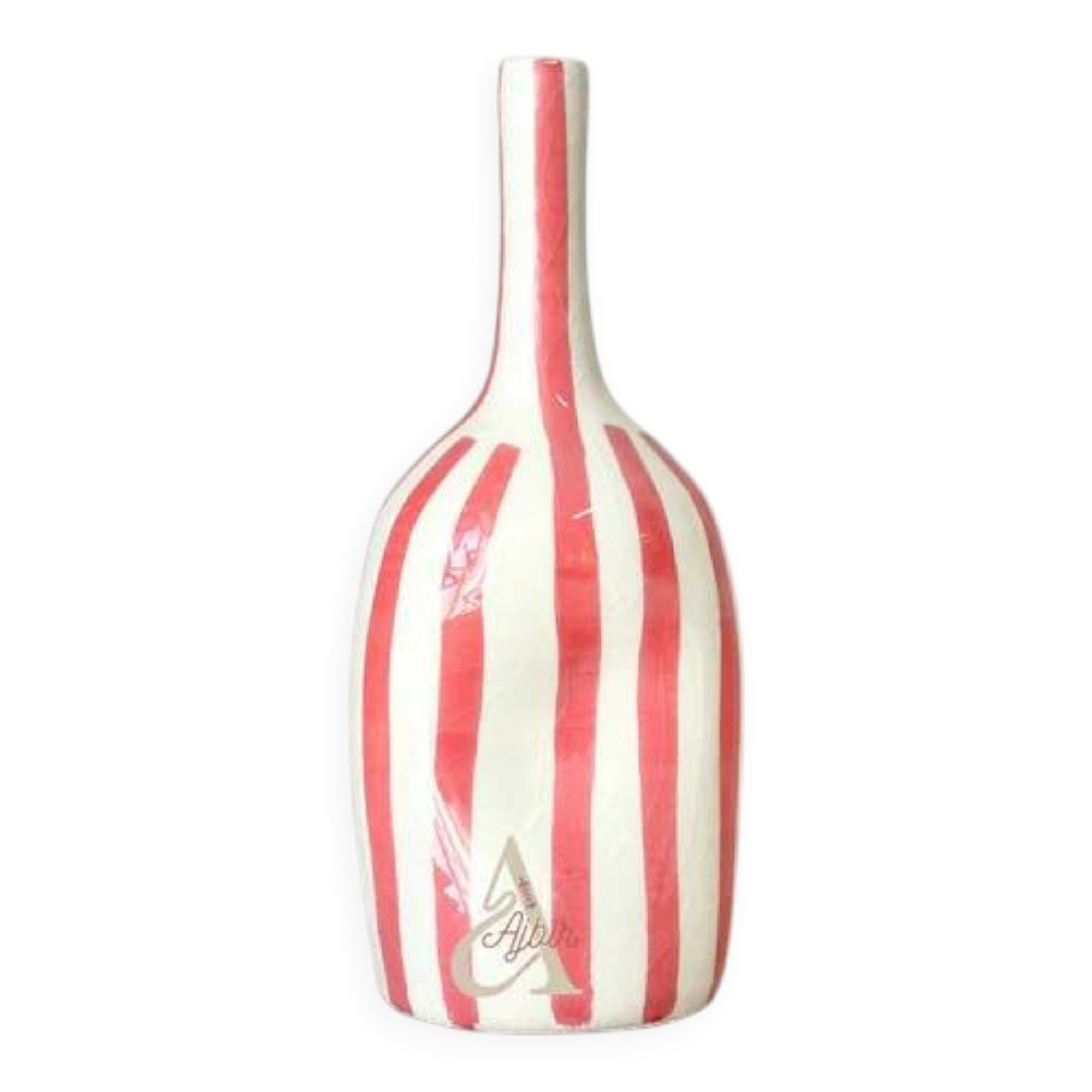 Striped pink artisanal bottle vase