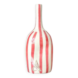 Striped pink artisanal bottle vase