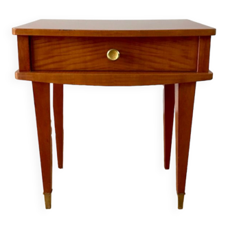 Scandinavian varnished wood bedside table 50s-60s