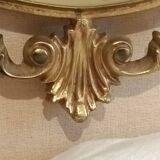 Gilded bronze mirror and screen-printed glass with flower motif