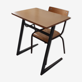 Bureau et chaise en formica d'écolier années 60-70