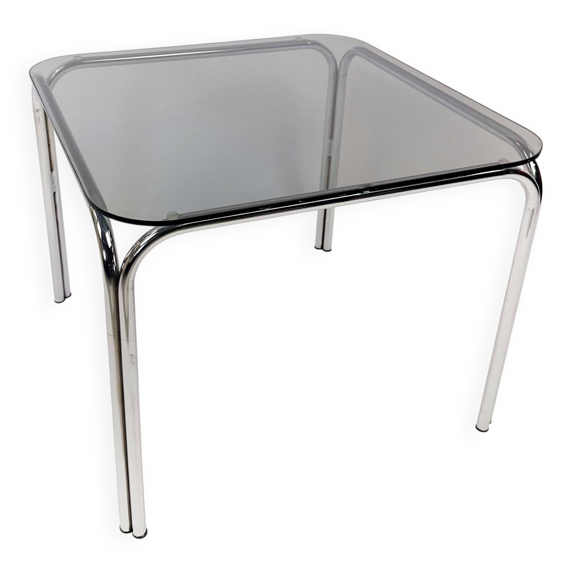 1970s chrome and glass coffee table