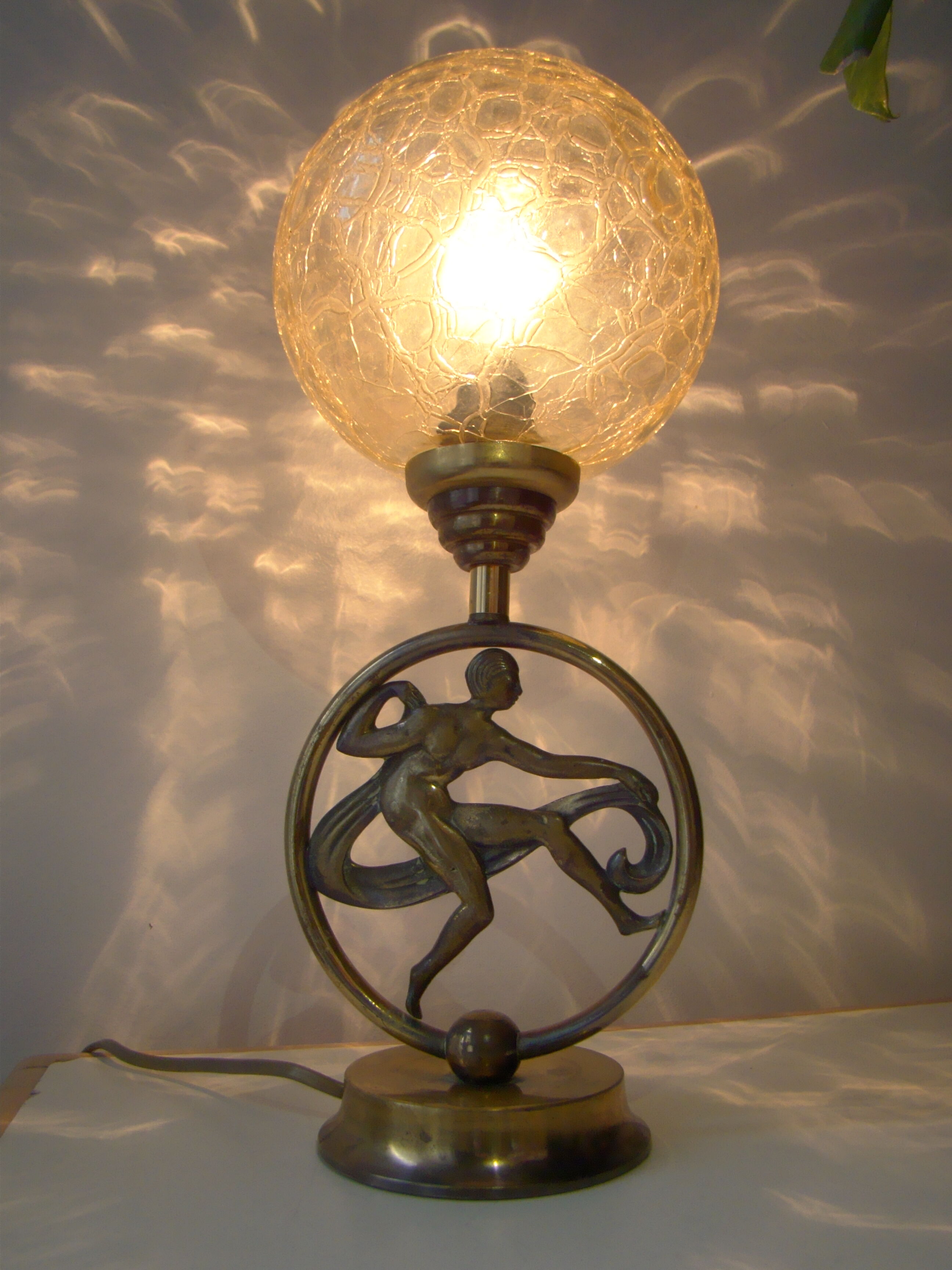 Art Deco golden brass lamp