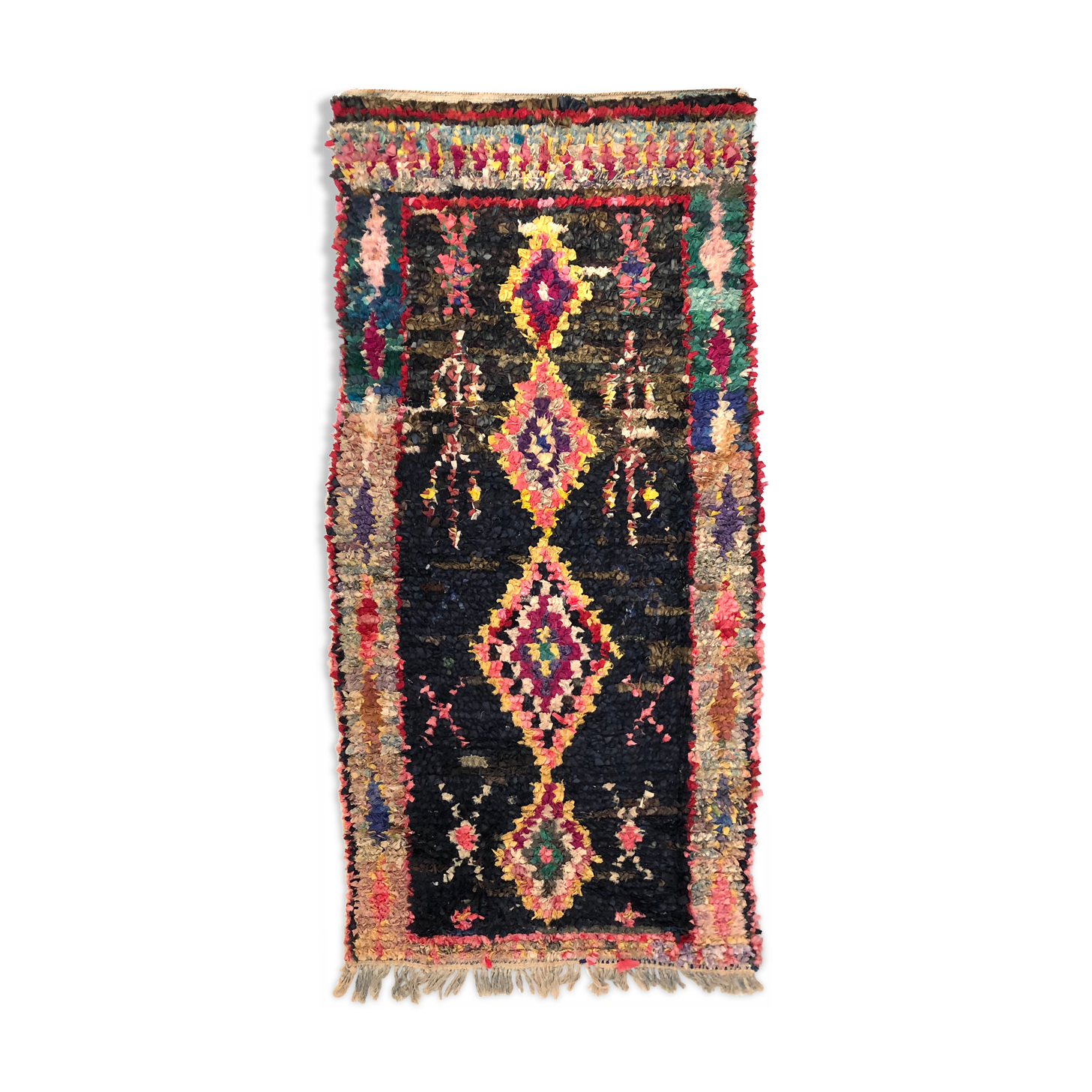 Moroccan Berber carpet Old Boucherouite 2,31x1.11m