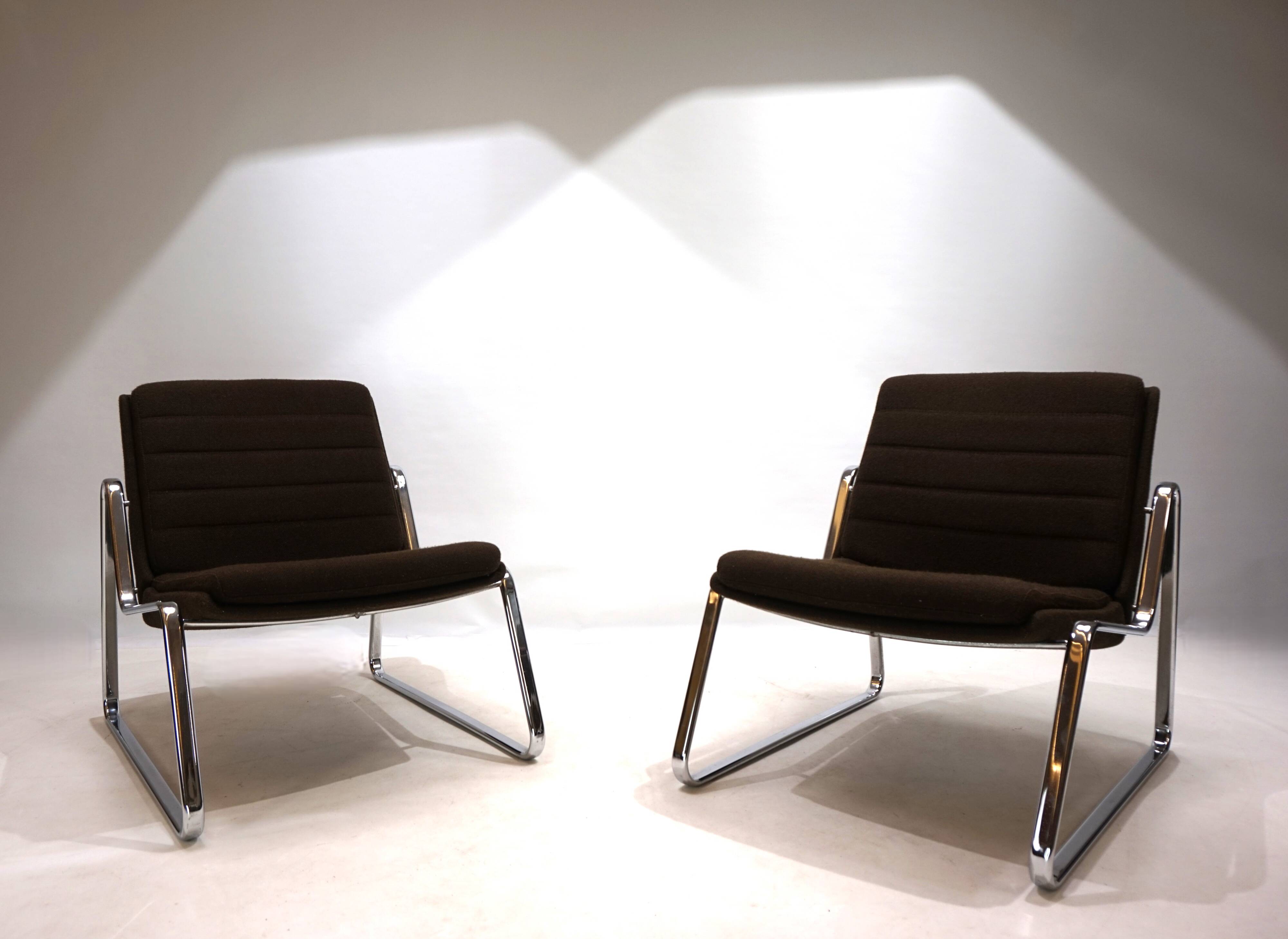 Set of two Drabert chrome lounge chairs by Gerd Lange, 1970