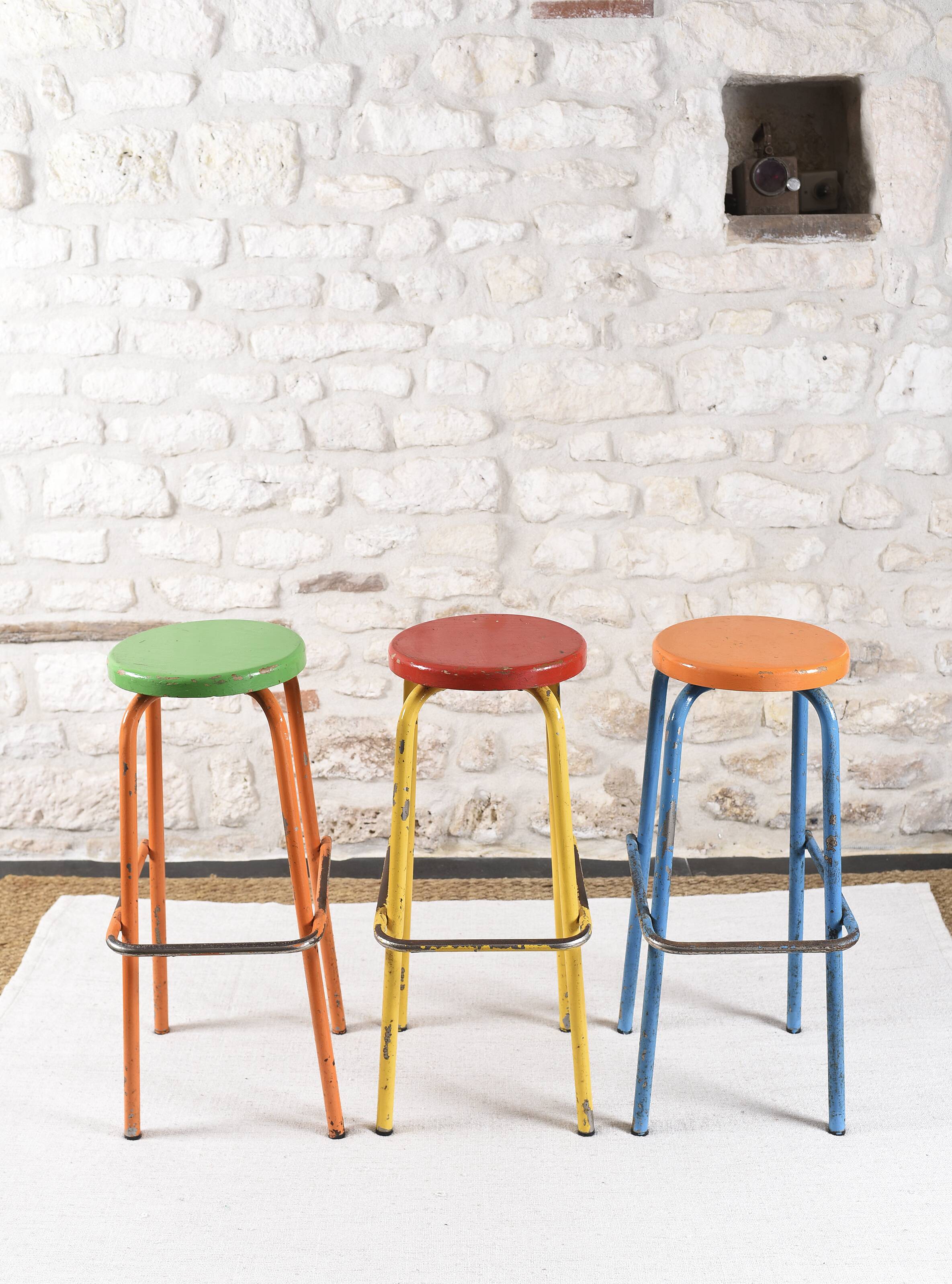 Set of 6 industrial high stools
