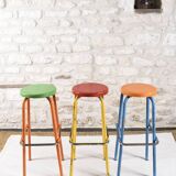 Set of 6 industrial high stools