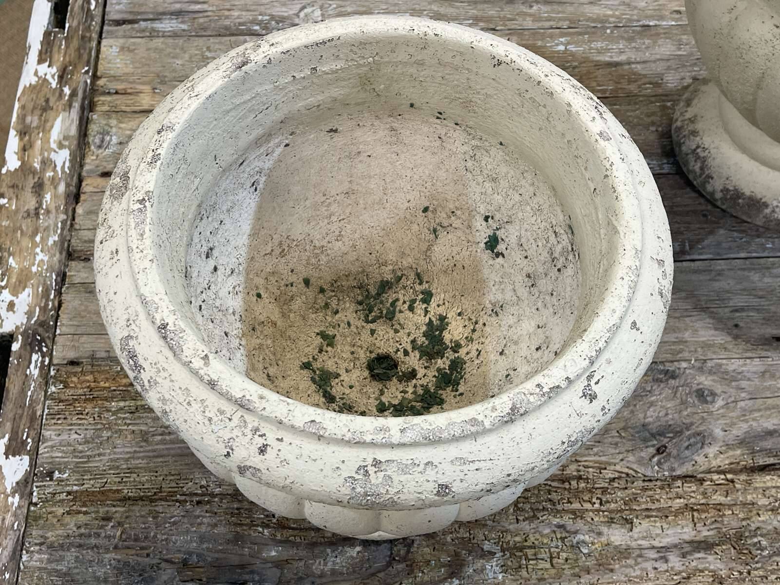 Pair of reconstituted stone planters from the 1970s.