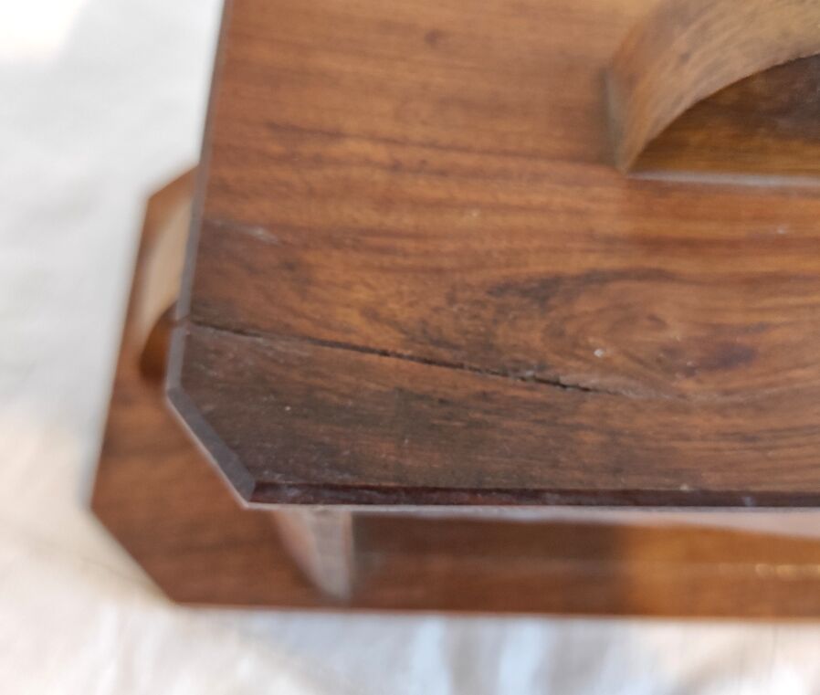 French Art Deco jewellery box handmade in wood and glass