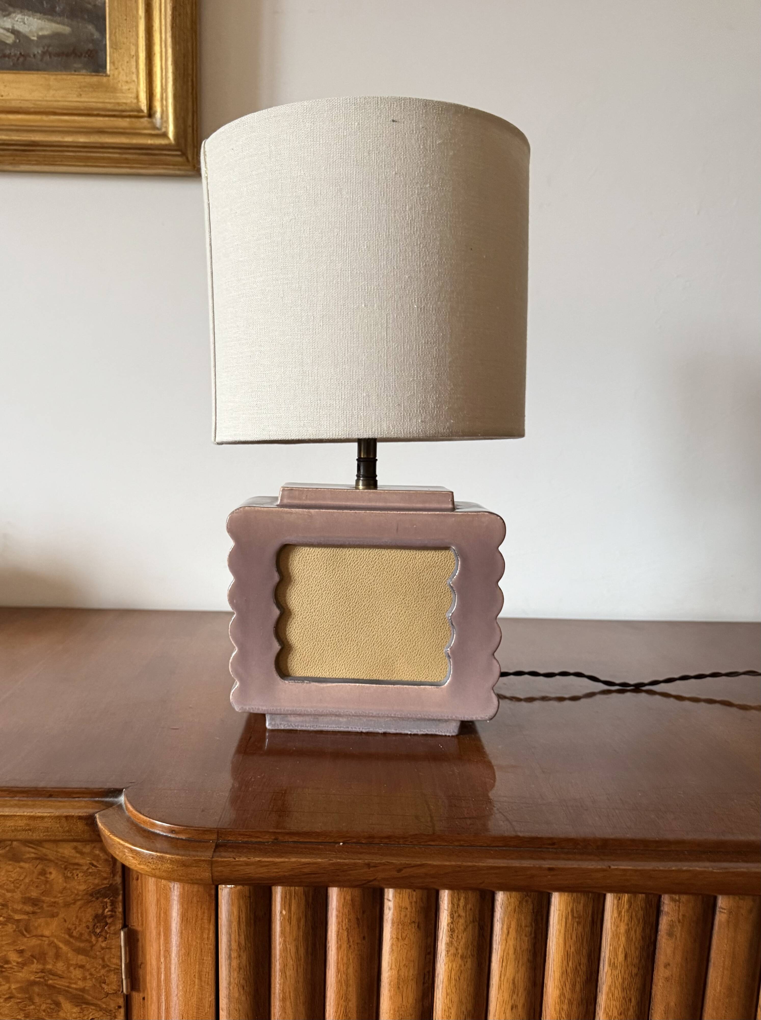 Art deco ceramic table lamp, Andre Fau Boulogne France circa 1940s