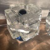 Pair of Murano Glass Cube Lamps Albano Polished for Poliarte 60's