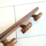 Wall-mounted coat rack with three hooks in cane and rattan L43