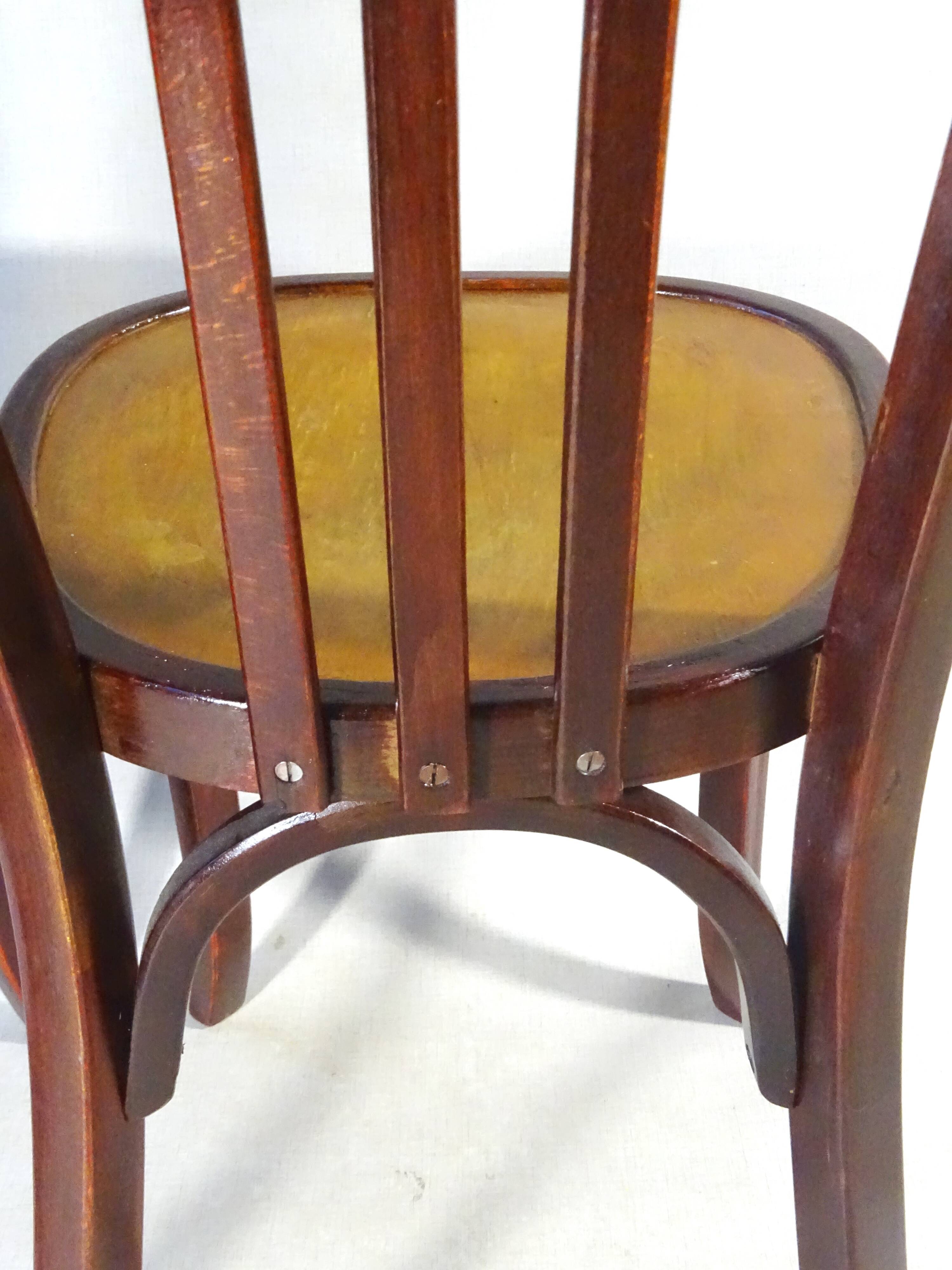 Two Baumann No. 43 bistro chairs from 1950, two-tone