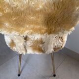 2 Pelfran chairs, moumoute chairs, golden compass legs, vintage from the 60s.