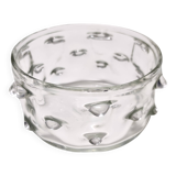 Vase en verre de Murano transparent avec bugne attribuable à Barovier