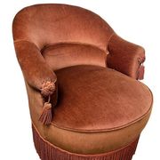 Fauteuil vintage rose ancien / une place / fauteuil à franges