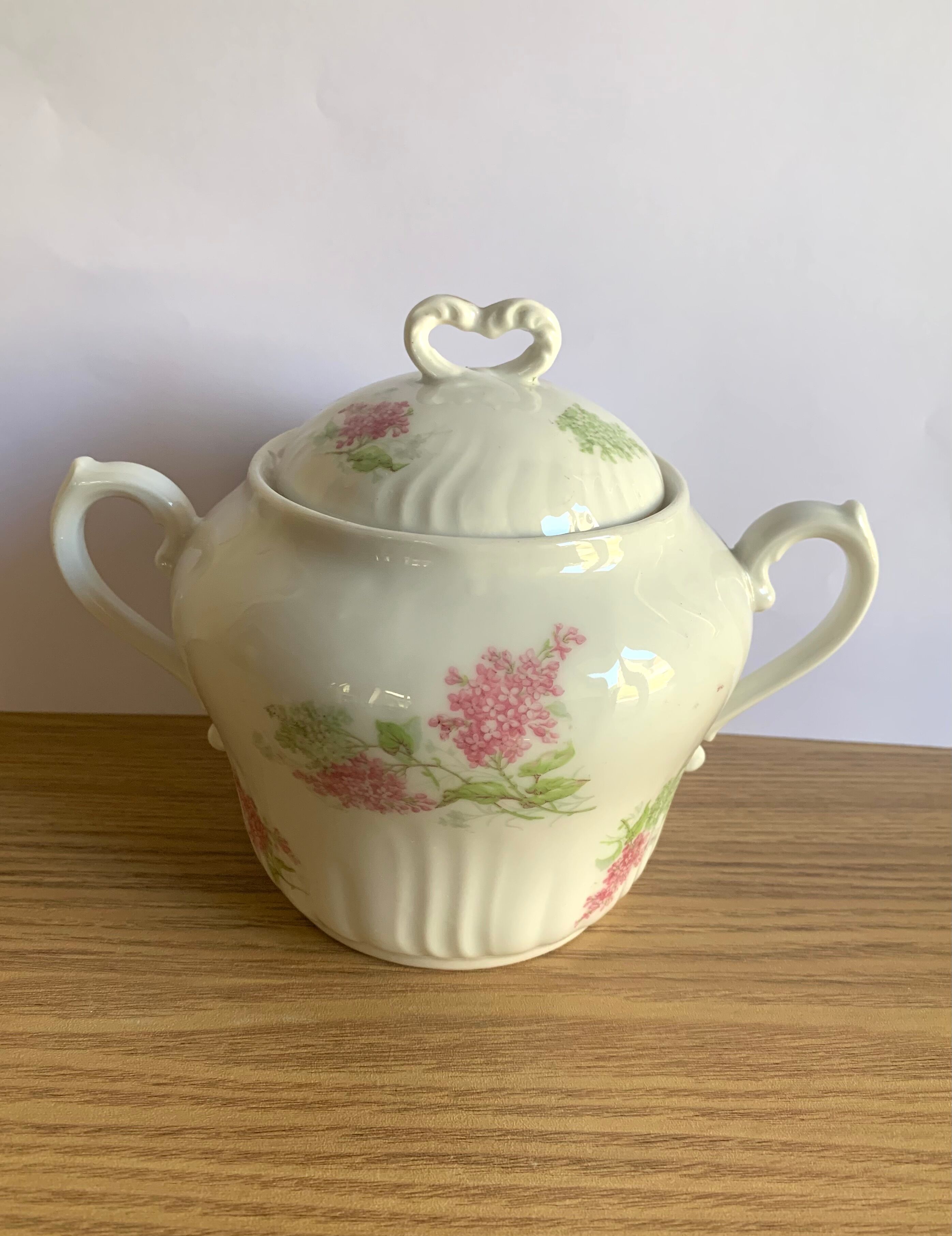 Coffee set six cups Limoges porcelain floral decoration