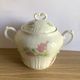 Coffee set six cups Limoges porcelain floral decoration