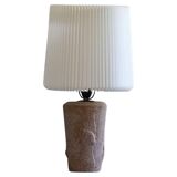 Vintage modern French table lamp in stone with elephant patterns, 1970s.