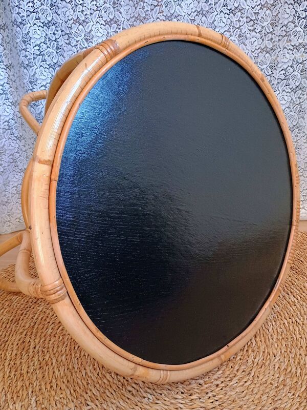 Table basse ronde en rotin vintage
