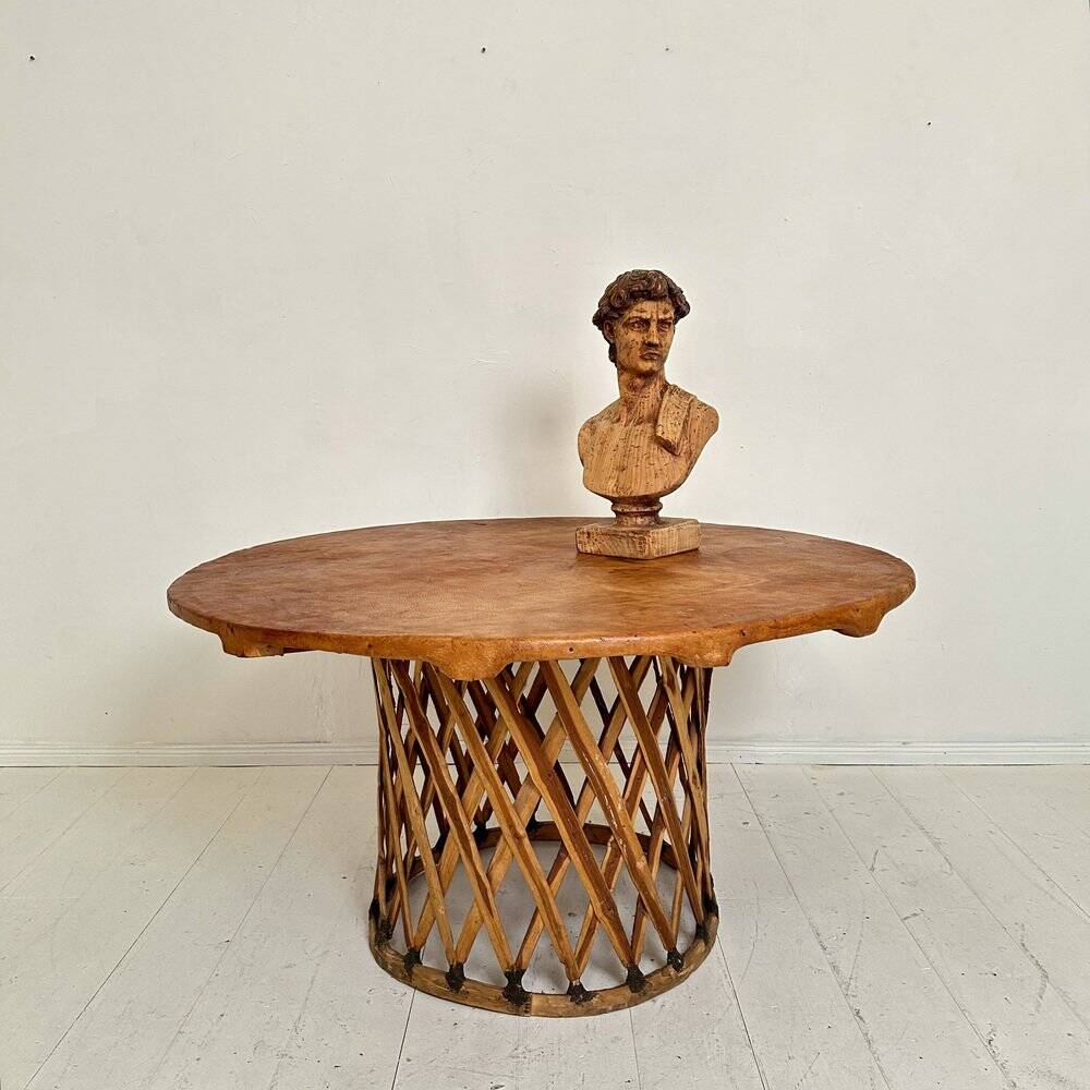 Large Mid-Century Modern Mexican Equipales Leather Dining Table, 1970