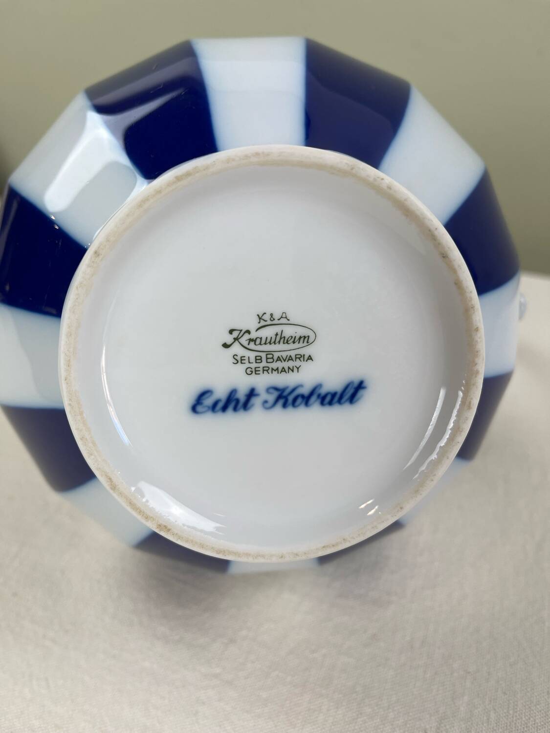 Cobalt striped carafe