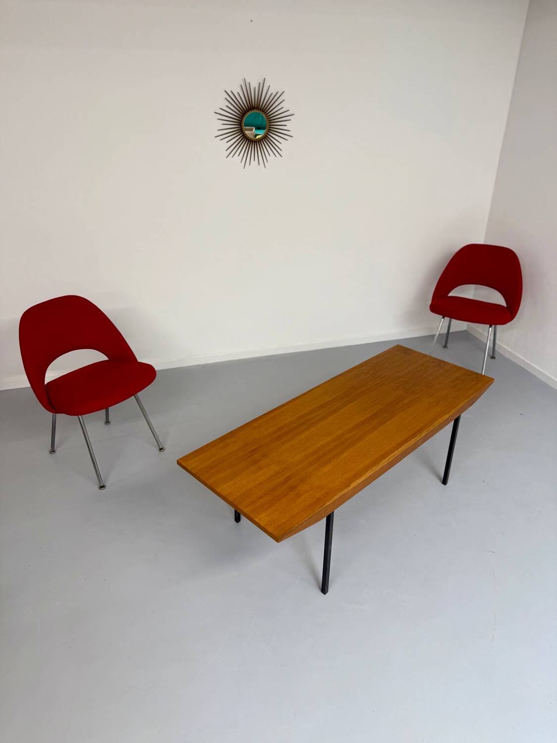 Antique Wilhelm Renz designer wooden coffee table, vintage Scandinavian style, 1960s