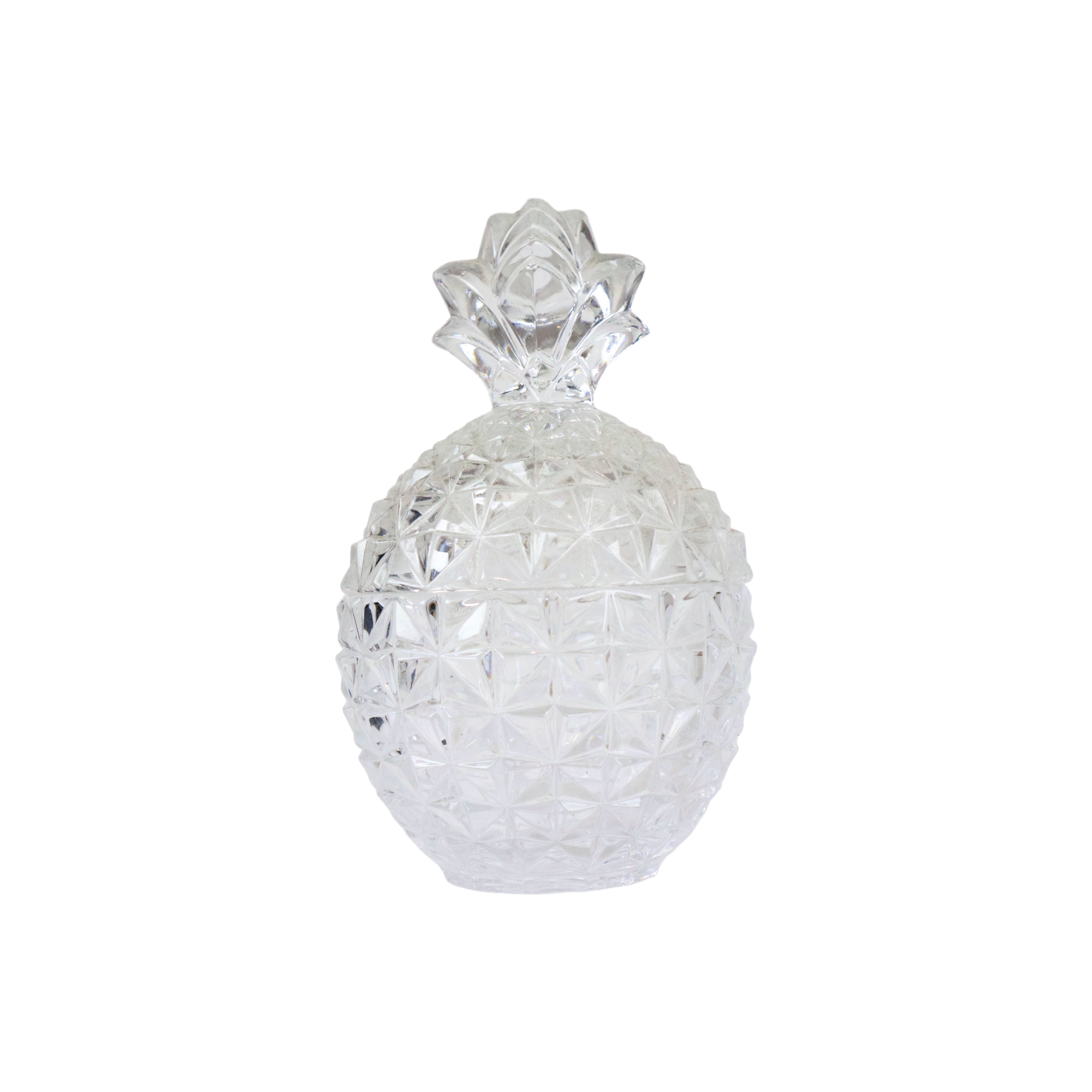 Vintage crystal pineapple sugar bowl pot france 14cm