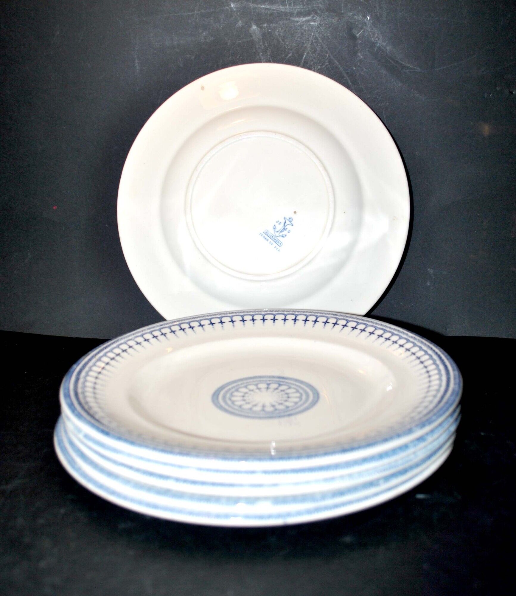 Flat plates Alhambra earthenware of Clairefontaine J.S & G "Terre de fer" 22.5cm