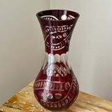 Bohemian crystal vase in ruby red color